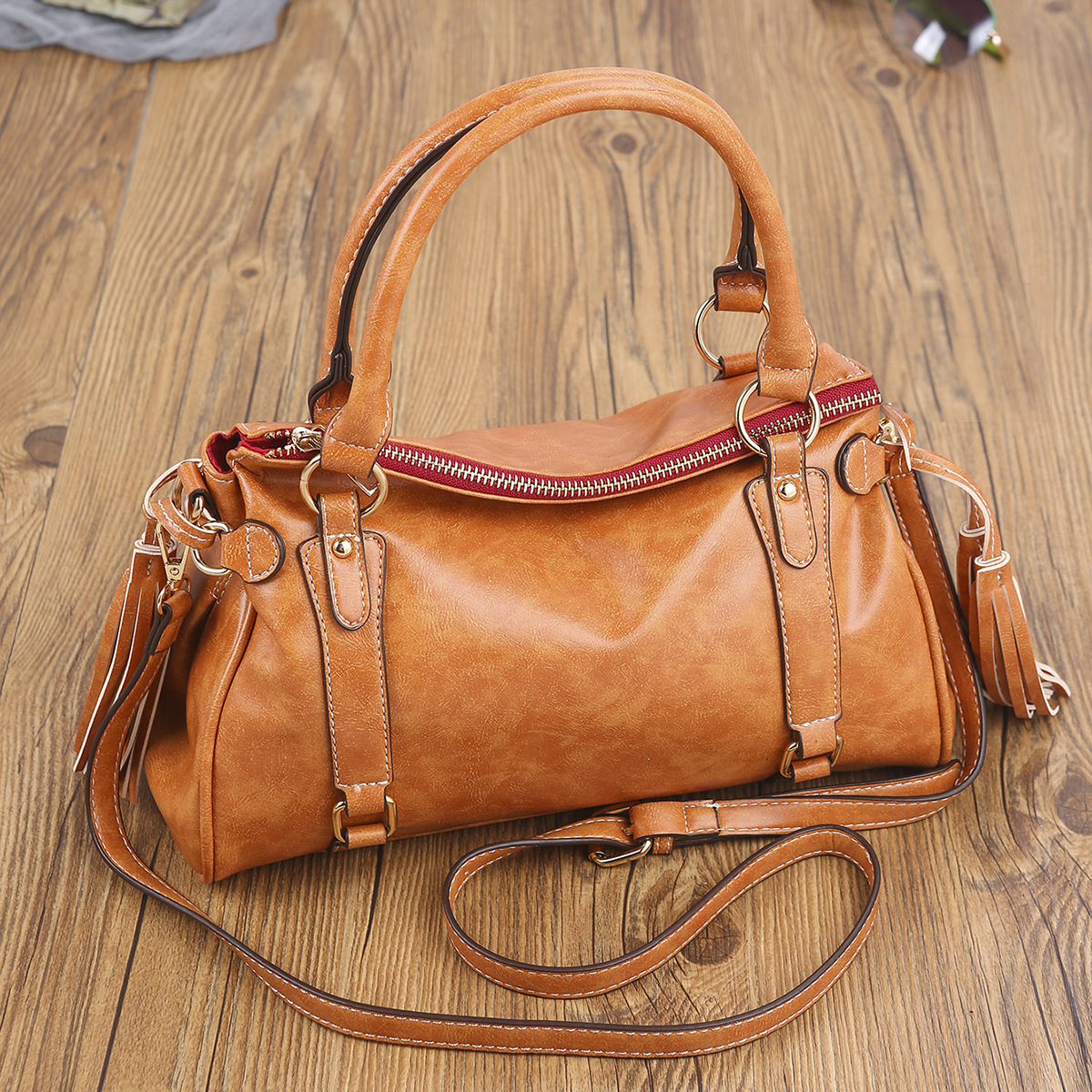 Retro Tassel Solid Color Crossbody Bag Kiwidrop