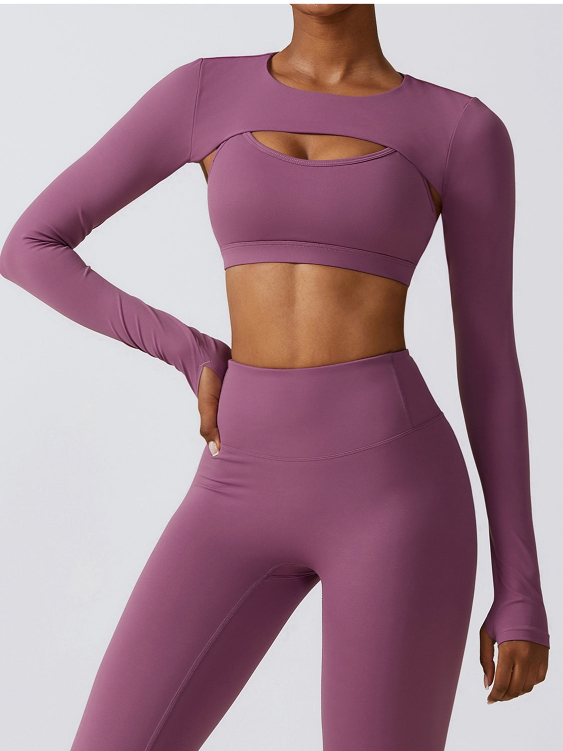 Cropped Cutout Long Sleeve Sports Top