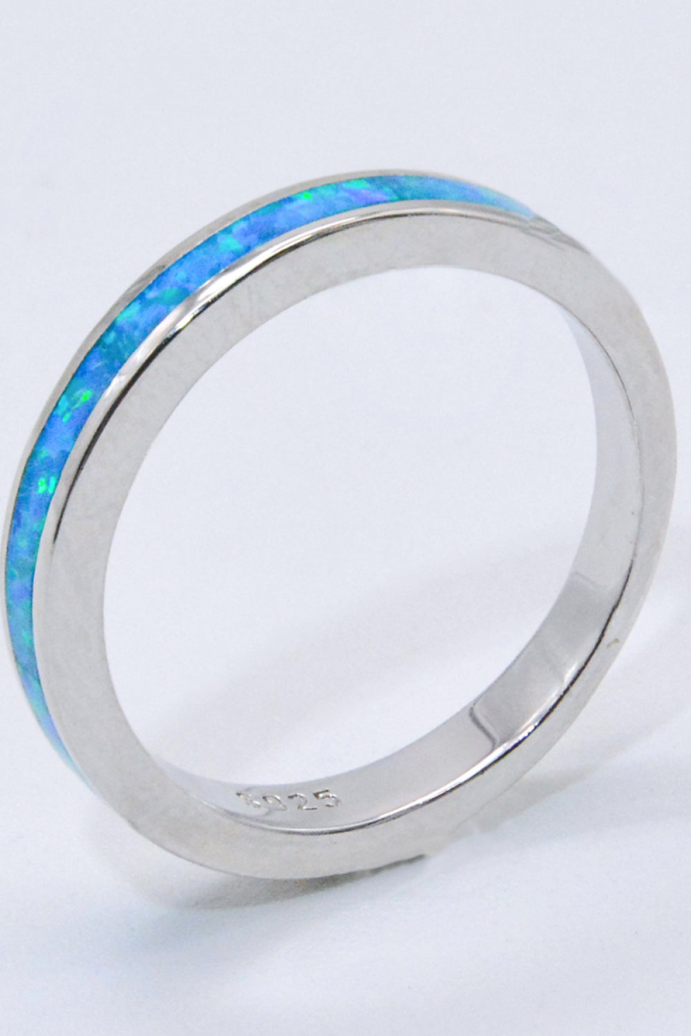 925 Sterling Silver Opal Ring in Sky Blue