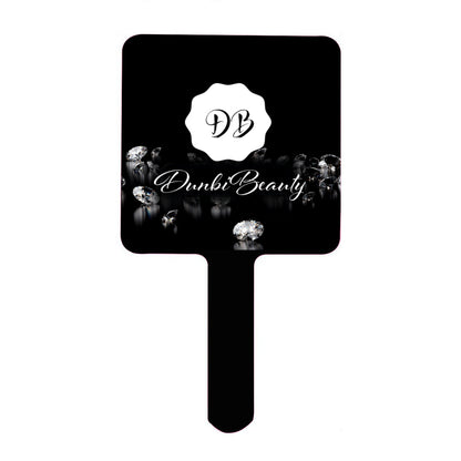 Handle Square Mirror｜Rubber - DUNBIBEAUTYLLC Logo (Designed by Dunbi)