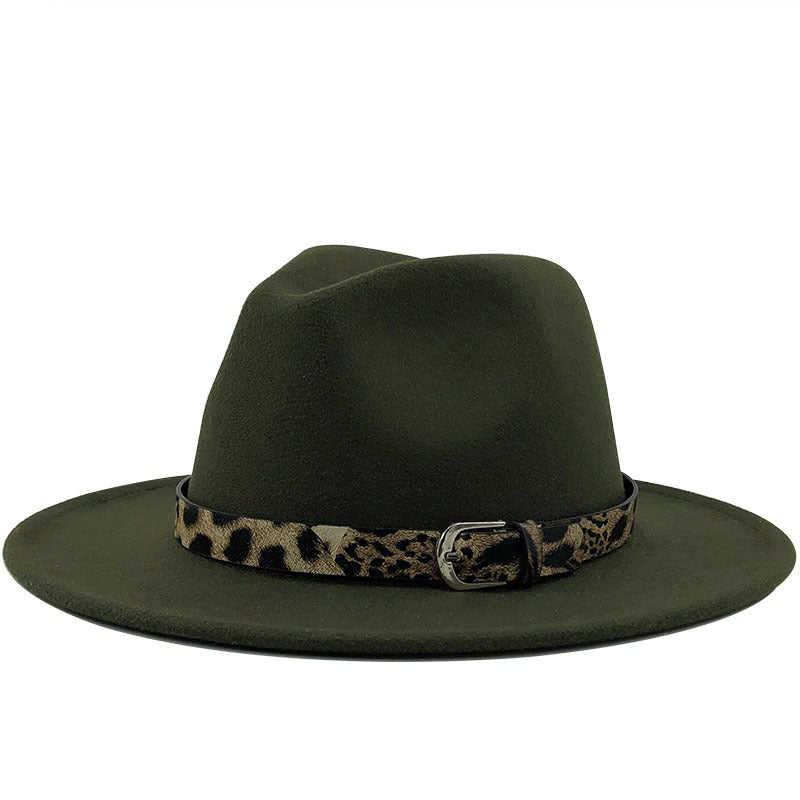 Fedora with Leopard Print Belt - DunbiBeauty, LLC