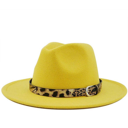 Fedora with Leopard Print Belt - DunbiBeauty, LLC