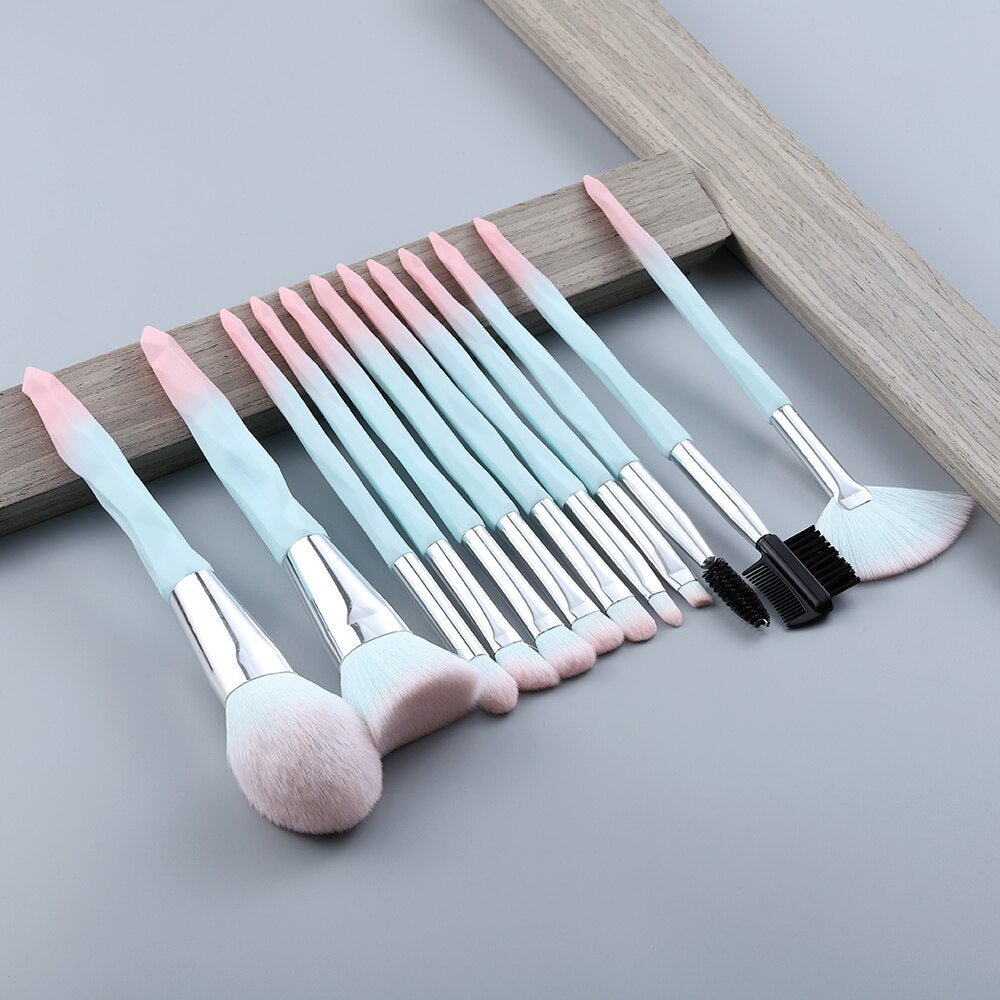 FLD 13/5 pcs Blue Makeup Brushes Set Face Eye Lip Eyeshadow Eyebrow Comb Eyelash Spoolies Foundation Powder Brush Tools Cosmetic - DunbiBeauty, LLC