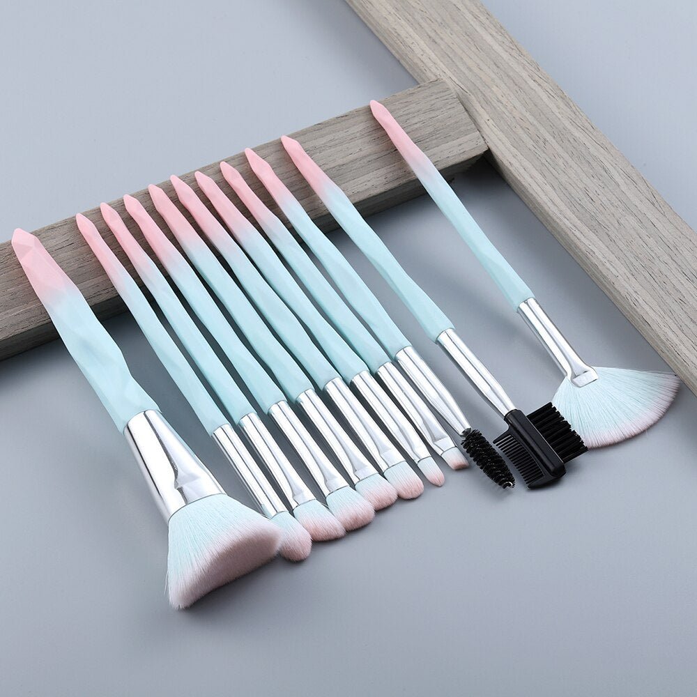 FLD 13/5 pcs Blue Makeup Brushes Set Face Eye Lip Eyeshadow Eyebrow Comb Eyelash Spoolies Foundation Powder Brush Tools Cosmetic - DunbiBeauty, LLC