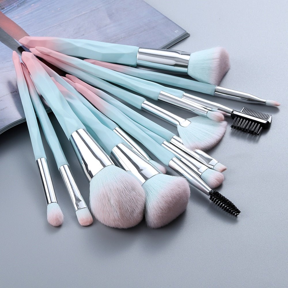 FLD 13/5 pcs Blue Makeup Brushes Set Face Eye Lip Eyeshadow Eyebrow Comb Eyelash Spoolies Foundation Powder Brush Tools Cosmetic - DunbiBeauty, LLC