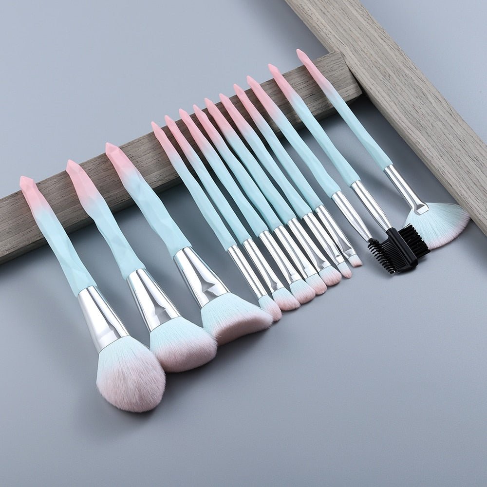 FLD 13/5 pcs Blue Makeup Brushes Set Face Eye Lip Eyeshadow Eyebrow Comb Eyelash Spoolies Foundation Powder Brush Tools Cosmetic - DunbiBeauty, LLC