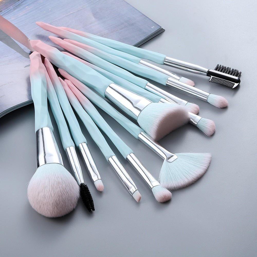 FLD 13/5 pcs Blue Makeup Brushes Set Face Eye Lip Eyeshadow Eyebrow Comb Eyelash Spoolies Foundation Powder Brush Tools Cosmetic - DunbiBeauty, LLC