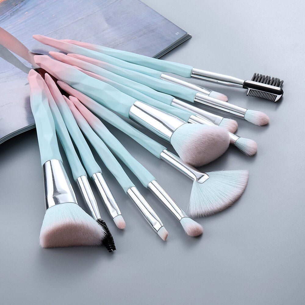 FLD 13/5 pcs Blue Makeup Brushes Set Face Eye Lip Eyeshadow Eyebrow Comb Eyelash Spoolies Foundation Powder Brush Tools Cosmetic - DunbiBeauty, LLC