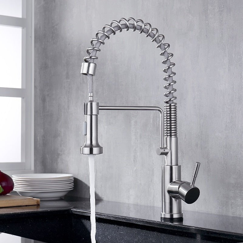 FLG Brushed Nickel Sensor Touch Kitchen Spring Faucet Sensitive Smart Touch Kitchen Tap Pull Out Spring Kitchen Sense Faucets - DunbiBeauty, LLC