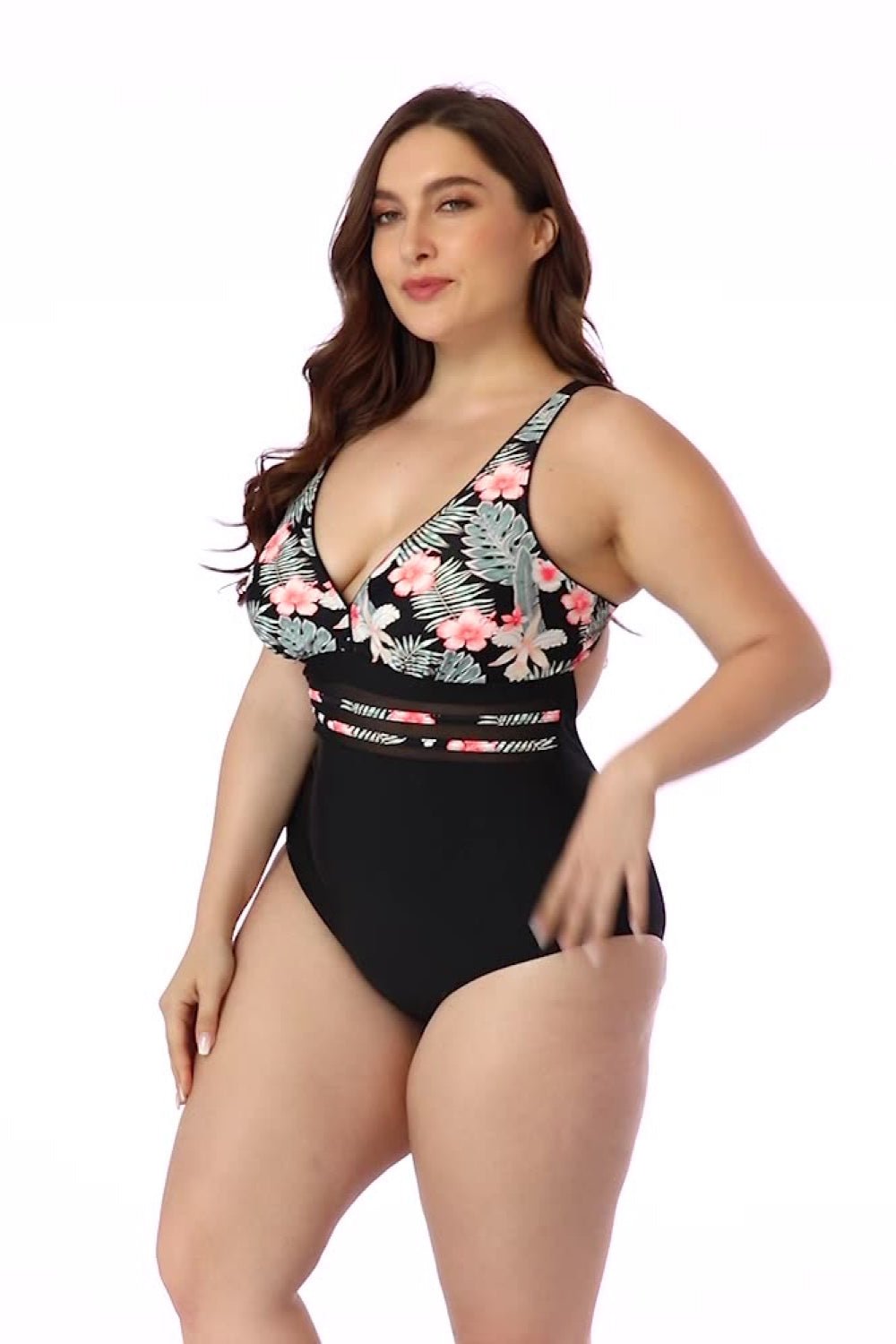 Floral Cutout Tie-Back One-Piece Swimsuit - DunbiBeauty, LLC