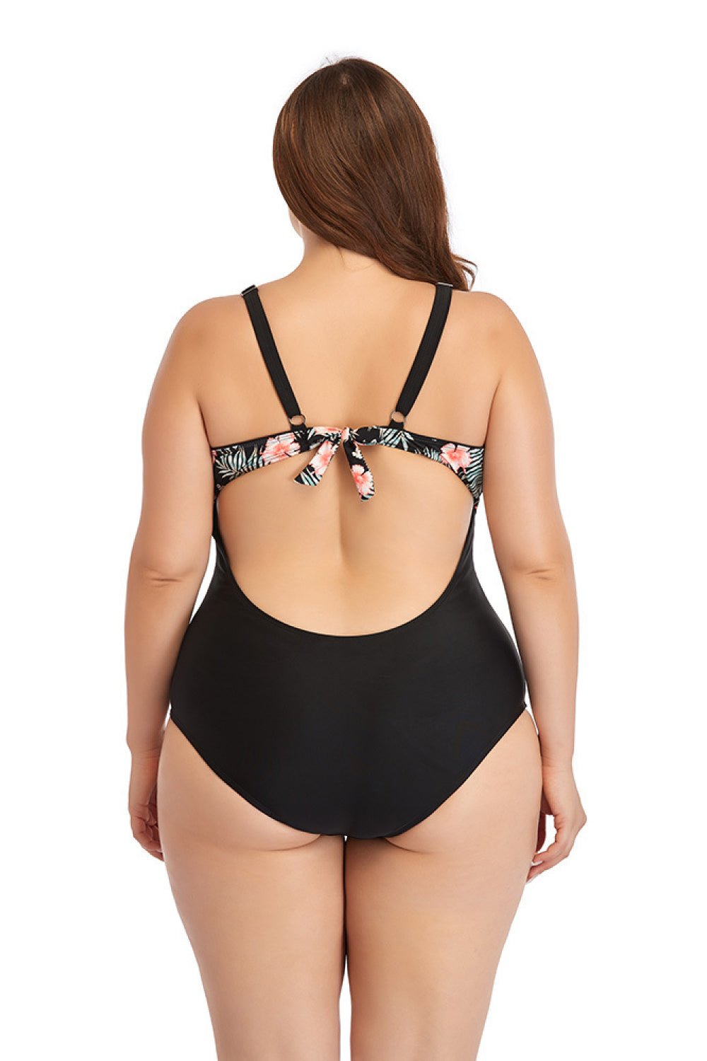 Floral Cutout Tie-Back One-Piece Swimsuit - DunbiBeauty, LLC