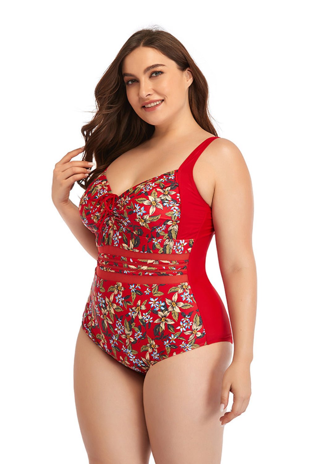 Floral Drawstring Detail One-Piece Swimsuit - DunbiBeauty, LLC