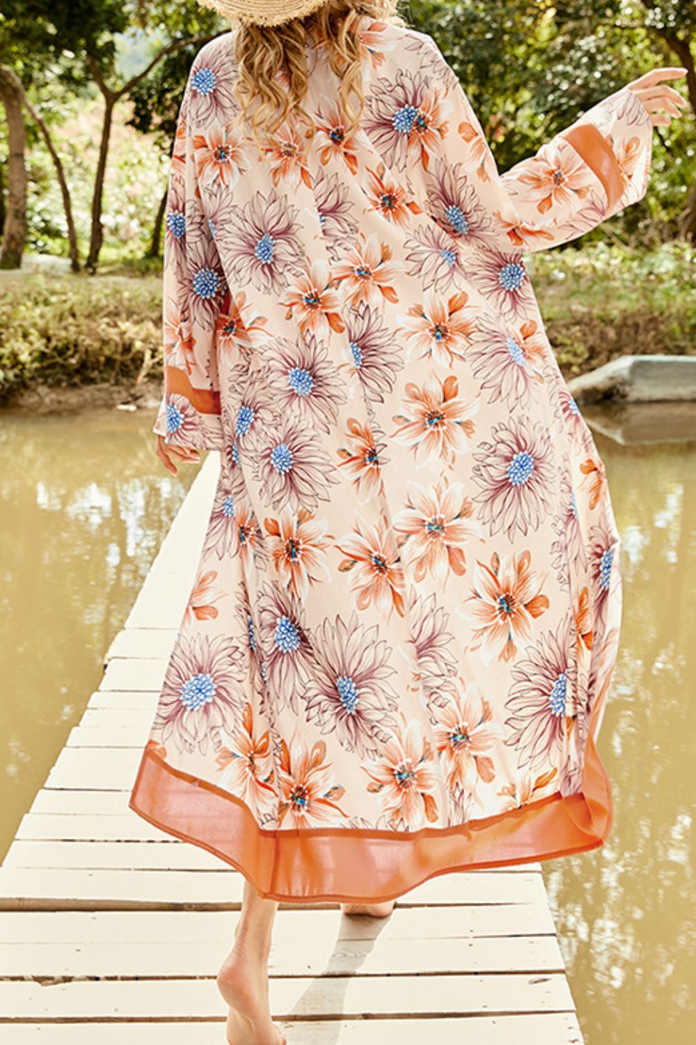 Floral Open Front Duster Cover Up - DunbiBeauty, LLC