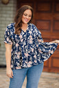 Floral V-Neck Tied Babydoll Blouse - DunbiBeauty, LLC