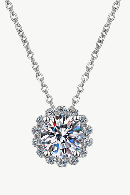 Flower-Shaped Moissanite Pendant Necklace - DunbiBeauty, LLC