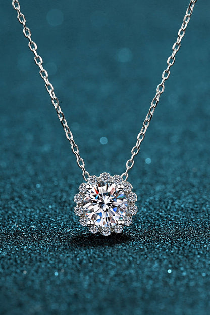 Flower-Shaped Moissanite Pendant Necklace - DunbiBeauty, LLC