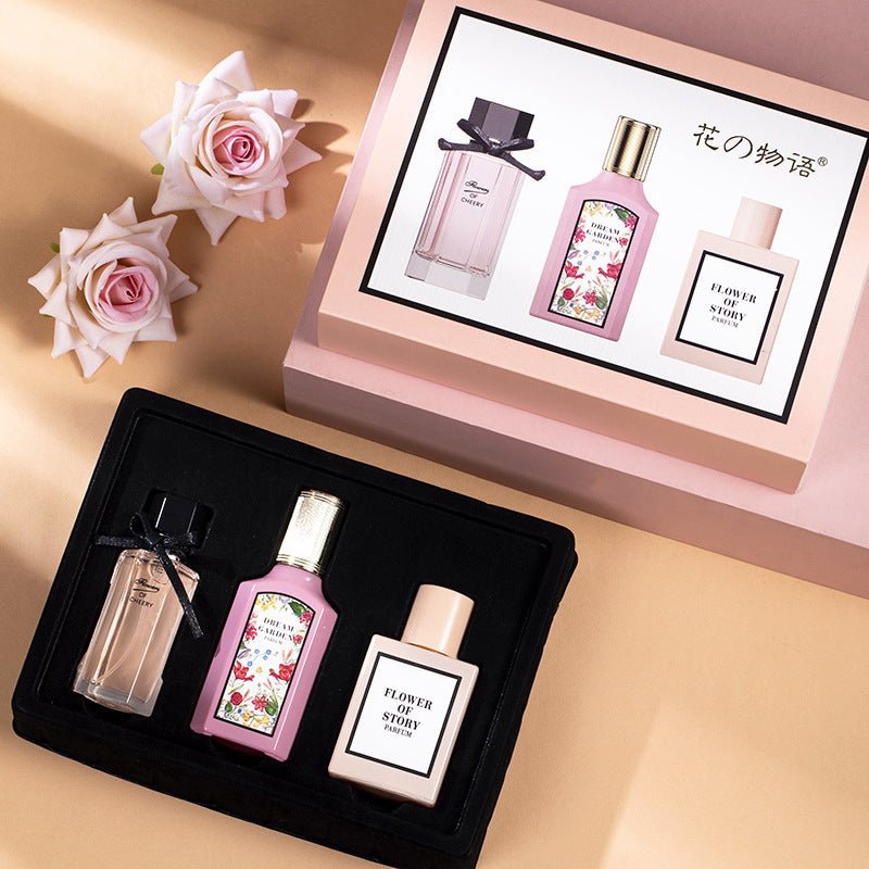 Flower Story Genuine Huayue Qimeng Women's Perfume Three-piece Fresh And Long-lasting Light Fragrance Douyin Live Explosion - DunbiBeauty, LLC