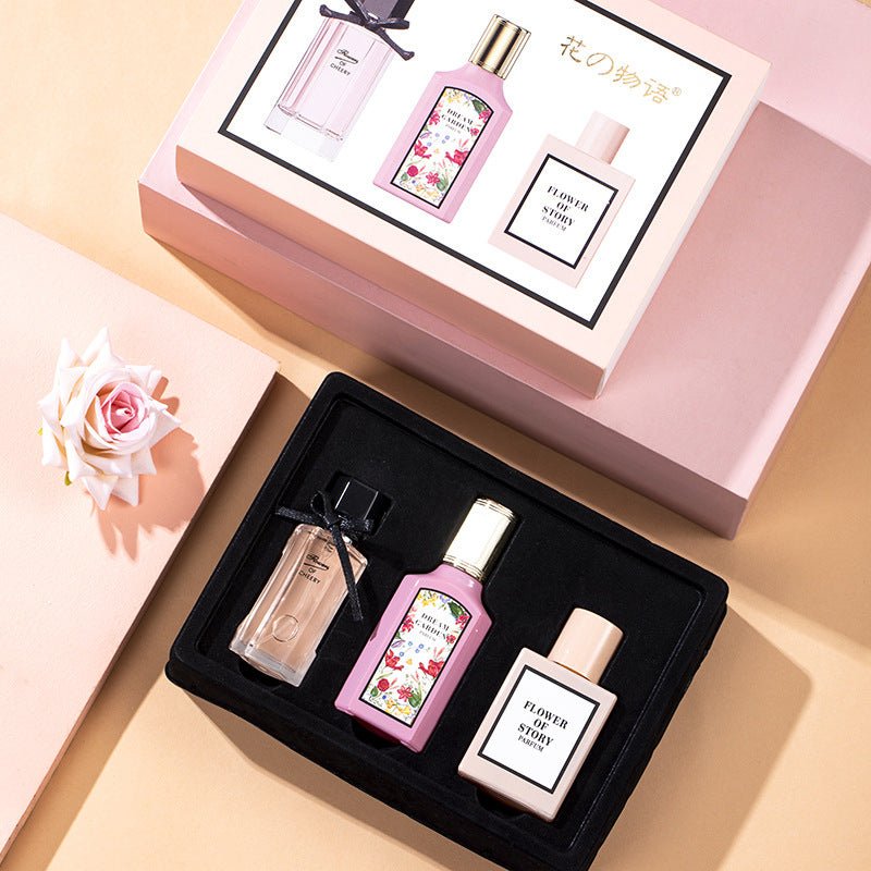 Flower Story Genuine Huayue Qimeng Women's Perfume Three-piece Fresh And Long-lasting Light Fragrance Douyin Live Explosion - DunbiBeauty, LLC