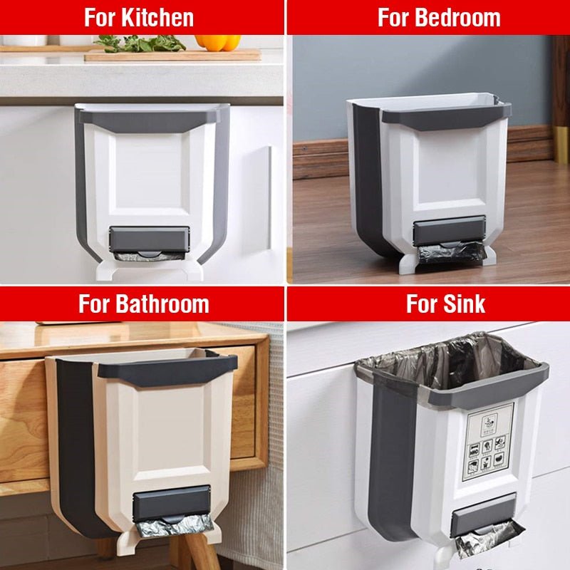 Folding Kitchen Trash Can Kitchen Folding Waste Bin Kitchen Garbage Cans Recycle Rubbish Bin for Kitchen Dustbin Garbage Bin - DunbiBeauty, LLC