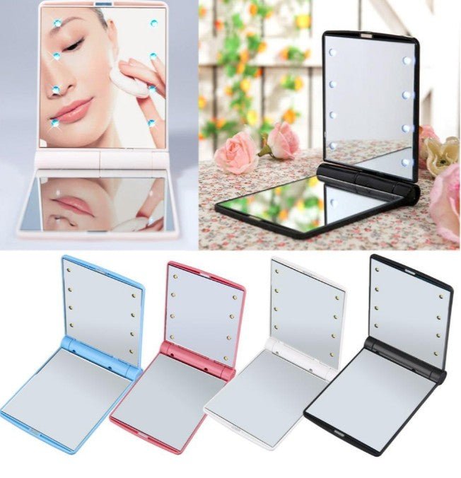 Folding LED Pocket Cosmetic Mirror - DunbiBeauty, LLC