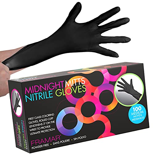 Framar Powder Free Nitrile Gloves – 12 INCH Black Gloves Disposable Latex Free, Non Latex Gloves, Nitrile Gloves Medium, Latex Free Gloves Medium, Guantes Desechables, Medium Nitrile Gloves - DunbiBeauty, LLC