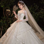 French Style Wide Train Wedding Gown - DunbiBeauty, LLC