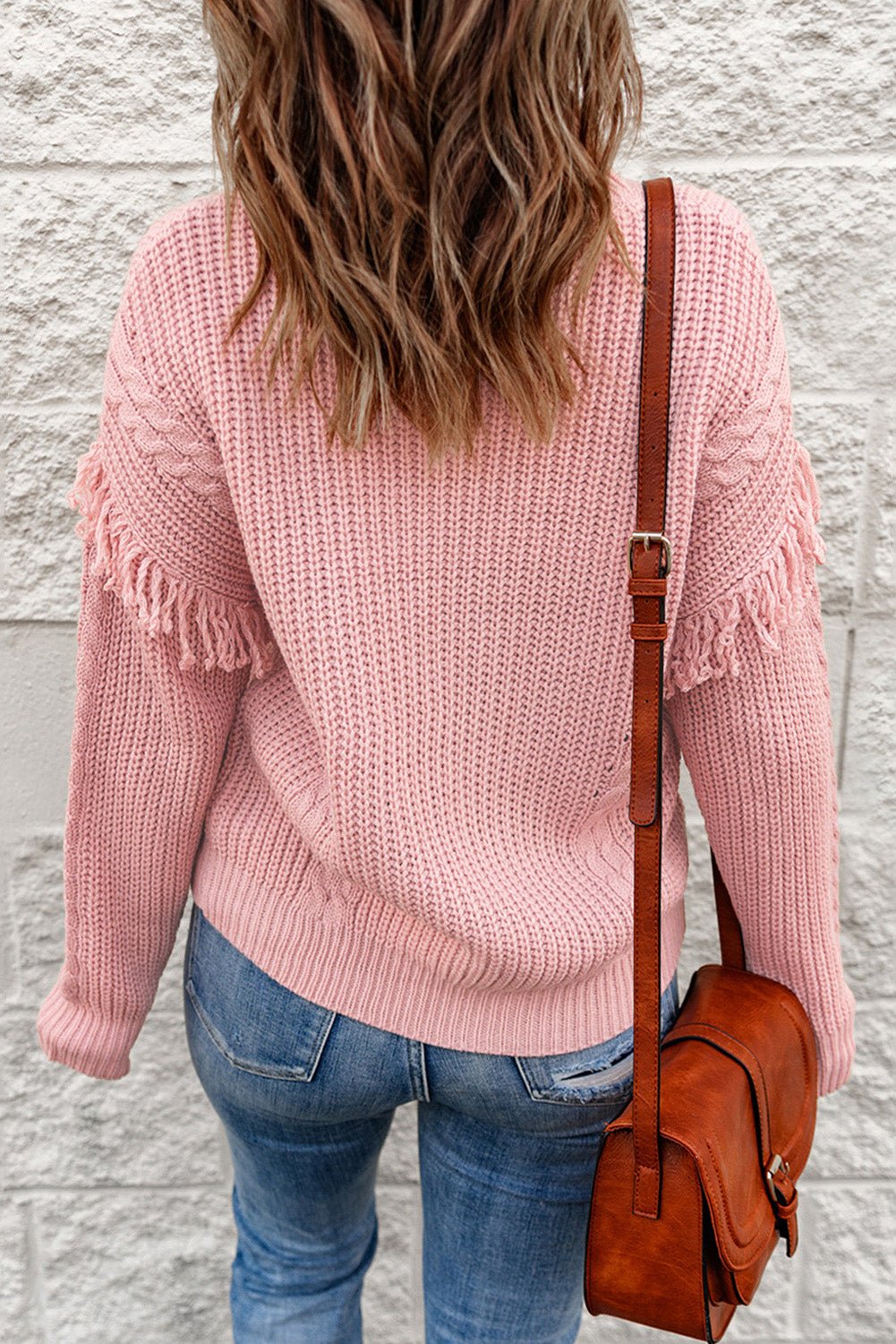 Fringe Detail Mixed Knit High Neck Sweater - DunbiBeauty, LLC