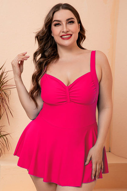 Full Size Gathered Detail Swim Dress - DunbiBeauty, LLC