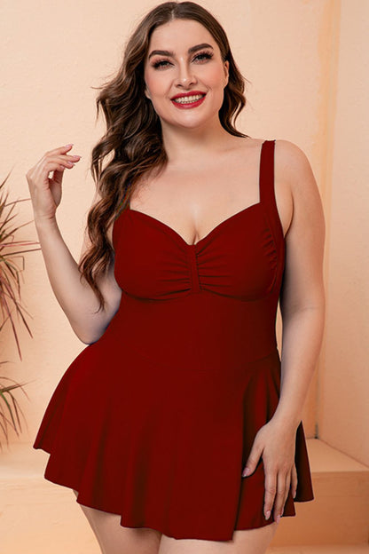 Full Size Gathered Detail Swim Dress - DunbiBeauty, LLC