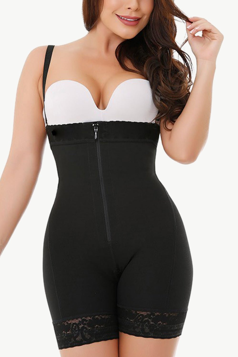 Full Size Zip Up Under-Bust Shaping Bodysuit - DunbiBeauty, LLC