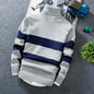 Men's Long Sleeve Colorblock Striped Pullover Turtleneck SupDropshipping