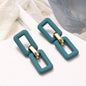 Geometric Acrylic Alloy Drop Earrings in Black and Turquoise - DunbiBeauty, LLC