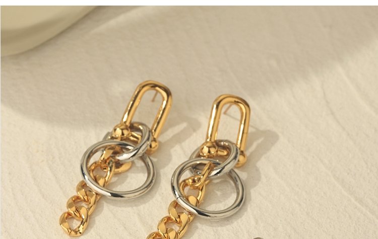 Geometric Chain Design Dangle Earrings - DunbiBeauty, LLC