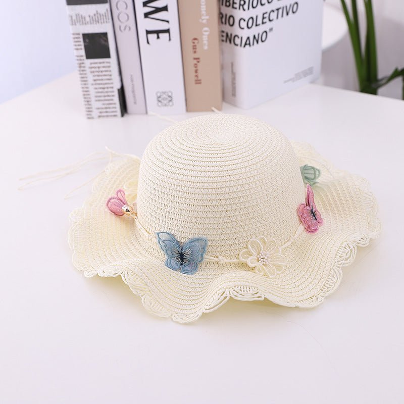 Girl's Butterfly Theme Straw Hat with Matching Bag (Sold Separately) - DunbiBeauty, LLC