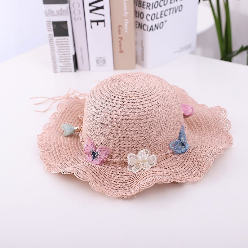 Girl's Butterfly Theme Straw Hat with Matching Bag (Sold Separately) - DunbiBeauty, LLC