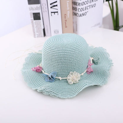 Girl's Butterfly Theme Straw Hat with Matching Bag (Sold Separately) - DunbiBeauty, LLC