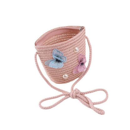 Girl's Butterfly Theme Straw Hat with Matching Bag (Sold Separately) - DunbiBeauty, LLC