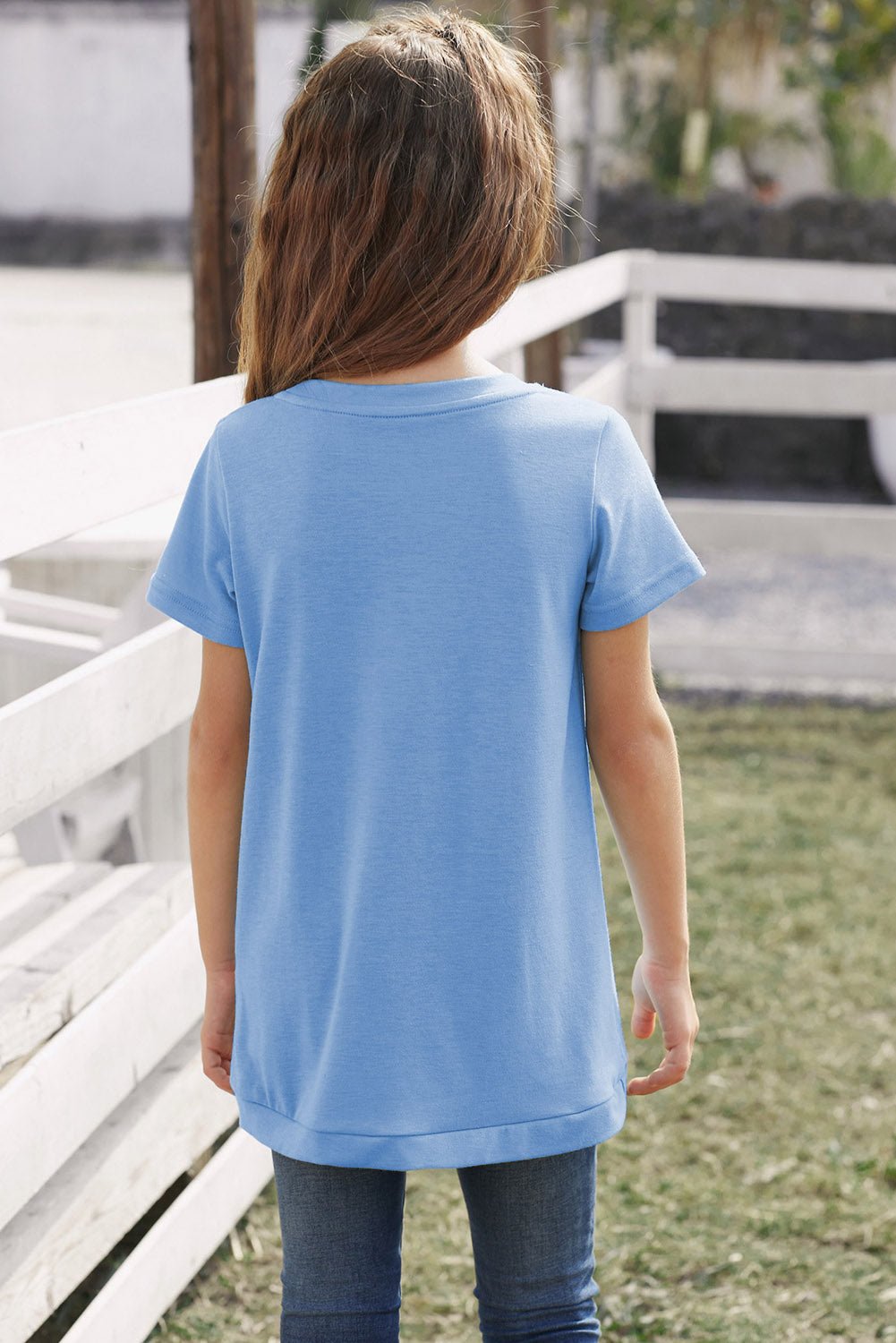 Girls Buttoned Tulip Hem T-Shirt - DunbiBeauty, LLC