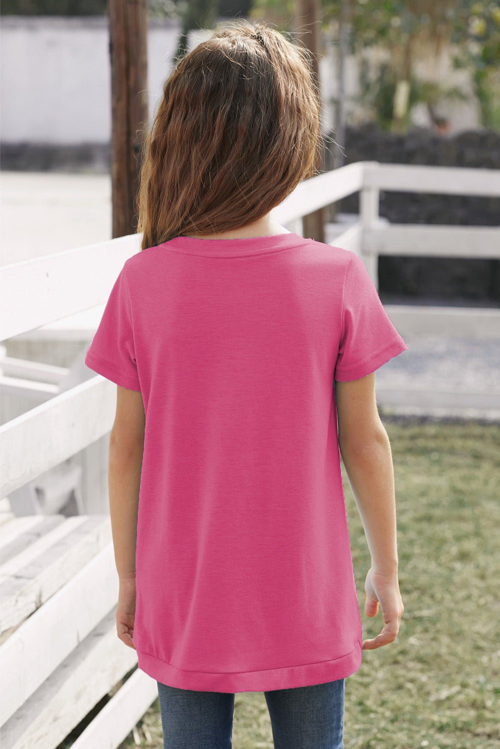 Girls Buttoned Tulip Hem T-Shirt - DunbiBeauty, LLC