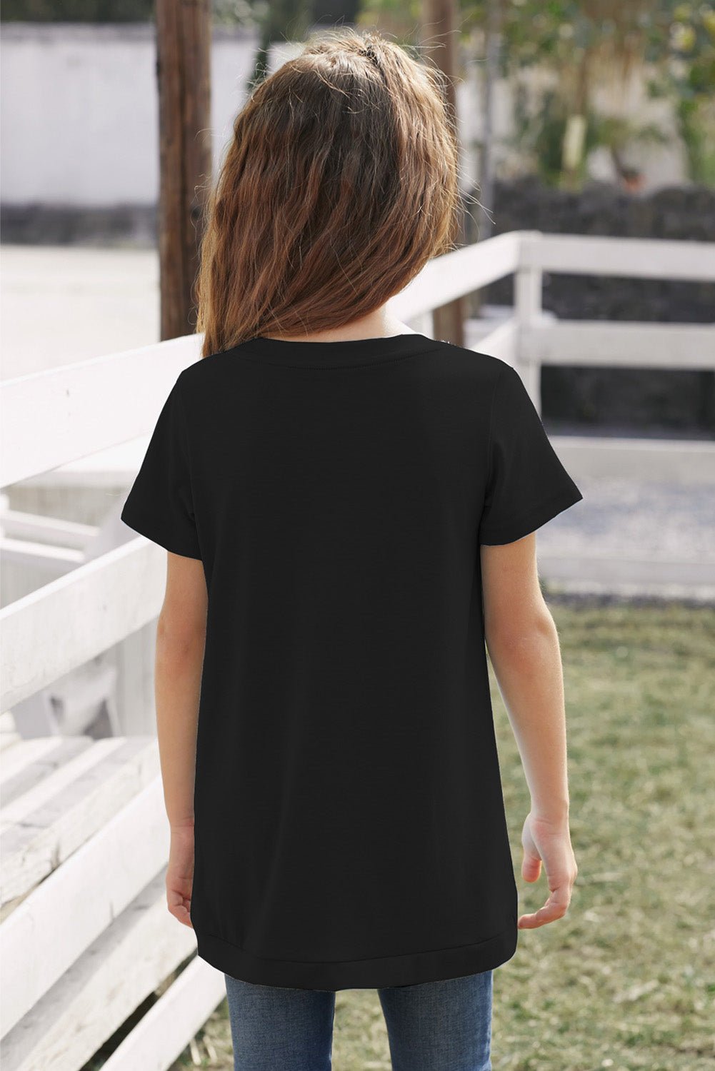 Girls Buttoned Tulip Hem T-Shirt - DunbiBeauty, LLC