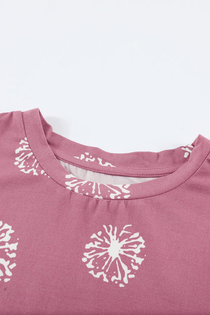 Girls Dandelion Print Round Neck Tee - DunbiBeauty, LLC