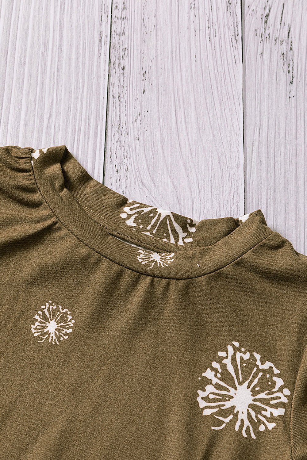 Girls Dandelion Print Round Neck Tee - DunbiBeauty, LLC