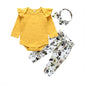 Girl's Floral 3 Piece Romper Pants and Headband Set - DunbiBeauty, LLC