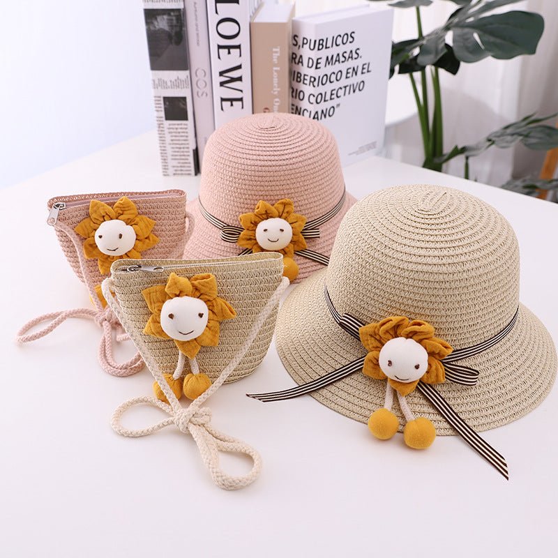 Girl's Happy Sunshine Sun Hat and Matching Shoulder Bag (Sold Separately) - DunbiBeauty, LLC