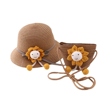 Girl's Happy Sunshine Sun Hat and Matching Shoulder Bag (Sold Separately) - DunbiBeauty, LLC