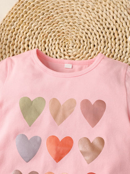 Girls Heart Print T-Shirt and Joggers Set - DunbiBeauty, LLC