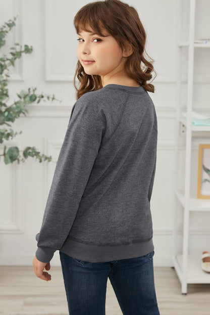 Girls Raglan Sleeve Ribbed Trim Sweatshirt - DunbiBeauty, LLC