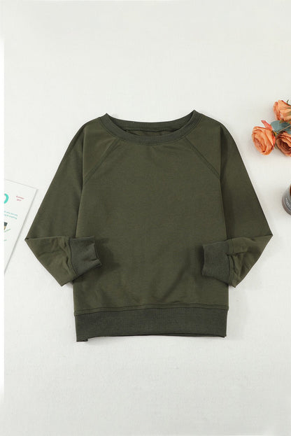 Girls Raglan Sleeve Ribbed Trim Sweatshirt - DunbiBeauty, LLC