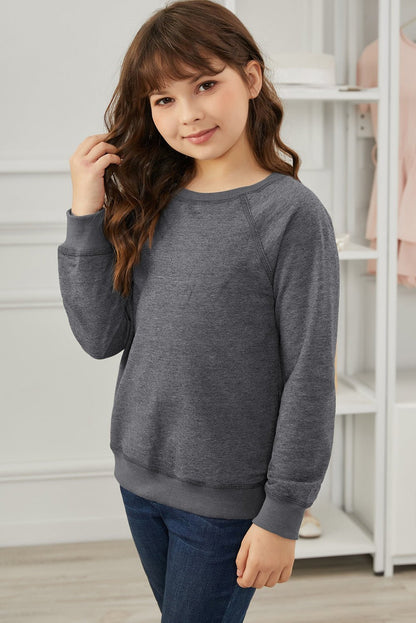 Girls Raglan Sleeve Ribbed Trim Sweatshirt - DunbiBeauty, LLC