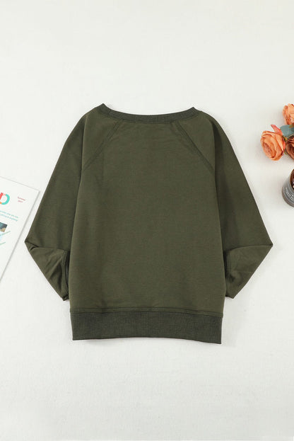 Girls Raglan Sleeve Ribbed Trim Sweatshirt - DunbiBeauty, LLC